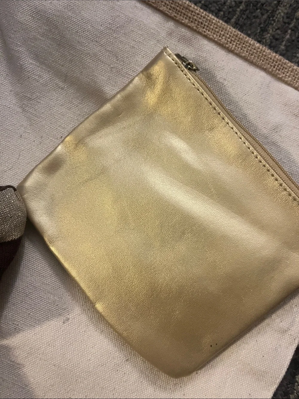 GAP Brown Gold Striped Bag, Black Keychain bag, Gold Cosmetic Bag Trio 102